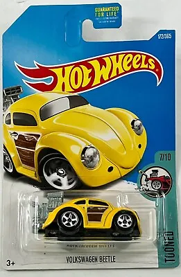 Hot Wheels Tooned 1960's Volkswagen Beetle Oval Window Yellow 7/10 2015  T40 • $7.95