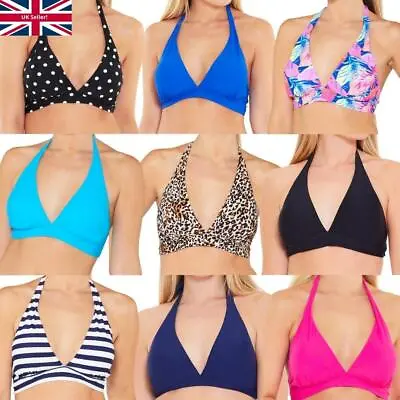 Scuba Women's Halter Neck Bikini Top Mix & Match Separates Tie Fasten UK Seller • £12.99