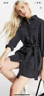 £6 • Buy ASOS Washed Black Denim Shirt Dress