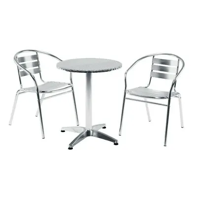 Garden Bistro Set - 2 Aluminium Chairs & 1 Round Aluminium Table • £117