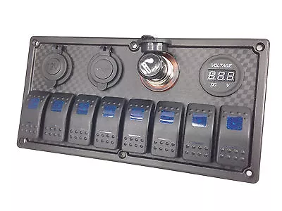 Pactrade Marine Car RV Boat Truck 8 Gang Blue LED Rocker Switch  Plastic Panel • $66.99