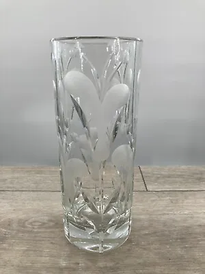 Mid Century Designer Art Pressed Glass Etched Frosted Estate Vase 12 Inch Swirl • $16.87