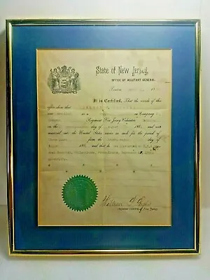 $110 • Buy State Of New Jersey~Adjutant General~Civil War Hospital Discharge Certificate