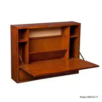 Floating Work Table Wall Mounted Desk Home Office Storage Drawer Mahogany Brown • $199.93