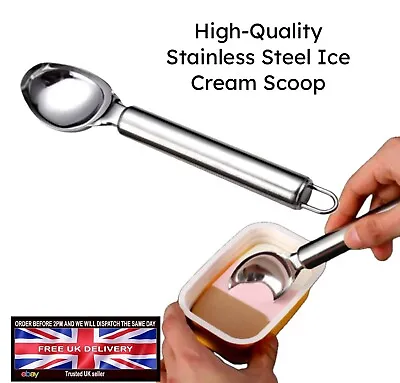 Stainless Steel Quality Light Ice Cream Scoop Mash Potato Sorbet Spoon Melon • £2.99