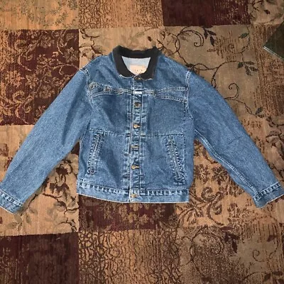 Vintage 90s Marithe Francois GIRBAUD Denim Jacket Size S Corduroy Collar USA • $70