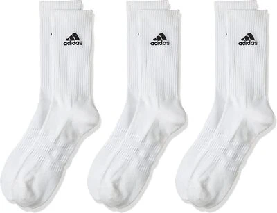 $34.95 • Buy Adidas Mens Womens Unisex Cushion Logo Crew Sport Socks White 3 Pack