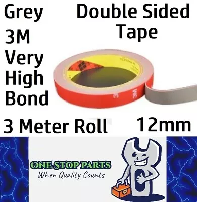 3M VHB Grey Tape 12mm Double Sided Tape 3 Meter Roll X 0.8mm Thick Grey (3m) • $13.51