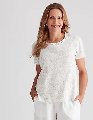 $16.32 • Buy Millers Short Sleeve With Crochet Neck Insert Top Womens Clothing  Tops Blouse