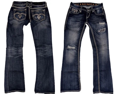$79.95 • Buy So 28x31 Rock Revival Women’s Alanis Boot Cut Jean W/ Sequins Dark Wash Euc