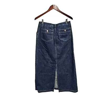 EDDIE BAUER Jean Skirt Size 6-Long W/ Pockets 100% Cotton • $24