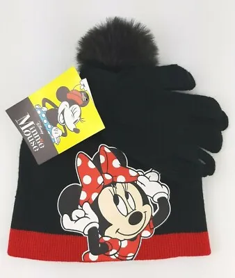 Disney MINNIE MOUSE Girls Knit Hat Beanie Gloves Set One Size Youth Kids Gift • $17.90