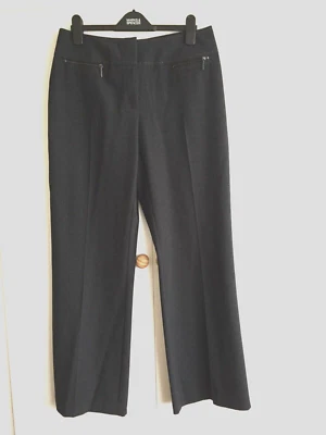 £5.99 • Buy Womens M&S Size UK 12 Black Smart Wide Straight Leg Trousers