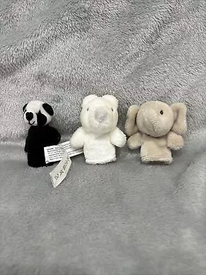 Kids Children’s Animal Finger Puppets X 3 Elephant Panda Bear Plush • £4.99