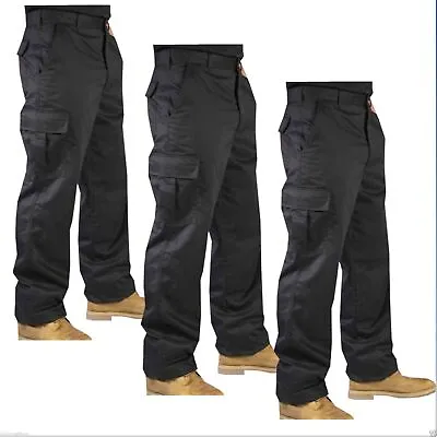 Mens Work Cargo Pocket Combat Workwear Black Navy Army Trousers Sizes 32 -40  • £10.90