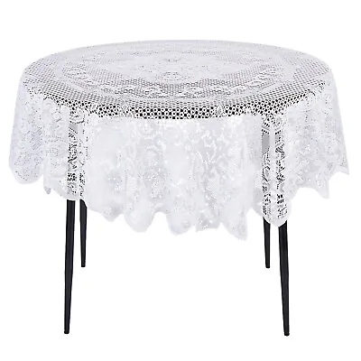 $13.99 • Buy Round Lace Tablecloth For Wedding Party Dining Decorations, 59 Inch