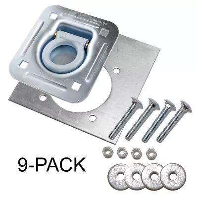 D-Ring Recessed 6000 Lb. Tie Down And Backing Plate  W/ 2-1/2  Hardware 9-pack • $93.65