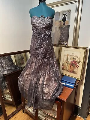 Deb Purple Sparkly Beaded Jeweled Strapless Formal Prom Mermaid Dress Size 20W • $50