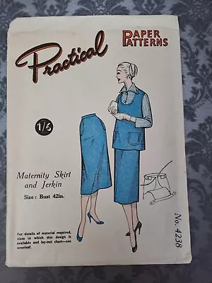 £7 • Buy 50s Practical Paper Vintage Sewing Dress  Pattern Vintage Maternity 42 In Bust 
