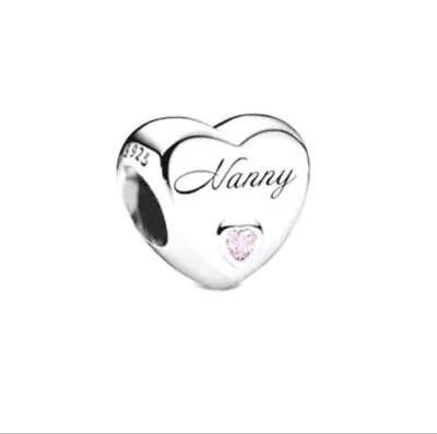 Nanny Charm S925 Sterling Silver Charm Pink Cubic Zirconia + Gift Pouch • £14.99