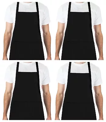 Pack Of 4 Chef Kitchen Apron BBQ Baking Catering Cooking Craft Apron Men Women • £17.49