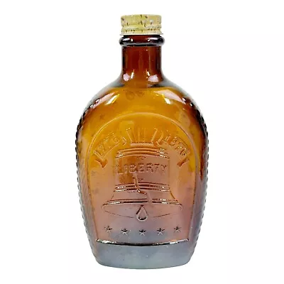 VTG Log Cabin Syrup 1776-1976 Bicentennial Amber Glass Bottle W/cap EMPTY W Bell • $9.99