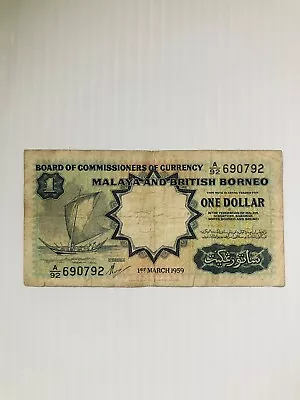 Malaya And British Borneo 1 Dollar 1959 P-8 • $16