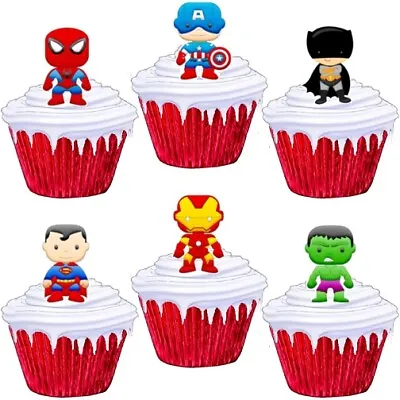 36 Marvel Super Hero Stand Up Cup Cake Toppers Edible Birthday Party Decorations • £2.38