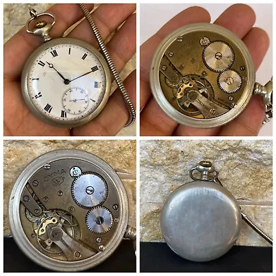 Antique Cyma Pocket Watch Big Size 50mm Military 1930's 15 Jewels Handwind Swiss • $275