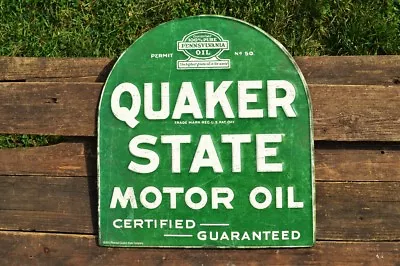 $69.97 • Buy Quaker State Motor Oil Embossed Tin Metal Sign - Gasoline - Retro - Tombstone