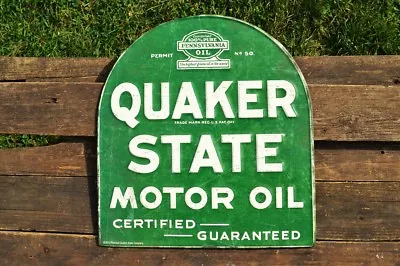 Quaker State Motor Oil Embossed Tin Metal Sign - Gasoline - Retro - Tombstone • $69.97