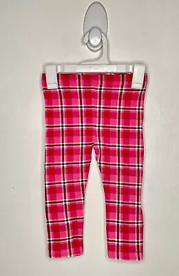 Mayoral Plaid Leggings Baby Girls Size 2T Elastic Waist Pink Red Pull On • $5.24