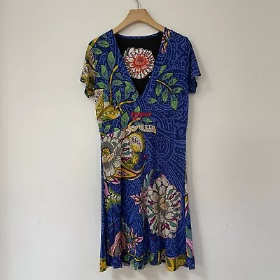 Desigual Womens Dress Size XL Floral. Blue Boho Print • $64.50