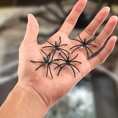 40PCS Black Plastic Spiders Insects Halloween Decorations Spooky Scary Horror • £2.41