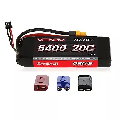 Venom 20C 2S 5400mAh 7.4V LiPo Battery With Deans EC3 Traxxas UNI Plug 1:10 RC • $55.99