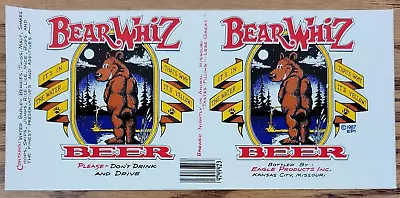 Bear Whiz Beer Vintage 1987 Bumper Sticker Label Eagle Products Kansas City MO • $7.99