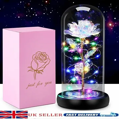 £7.89 • Buy LED Galaxy Rose Birthday Gifts For Her Beauty And The Beast Rose In Glass Dome