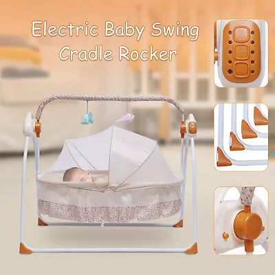 Electric Newborn Baby Auto Swing Cradle Rocking Chair Crib Sleep Bed&Bluetooth  • £76