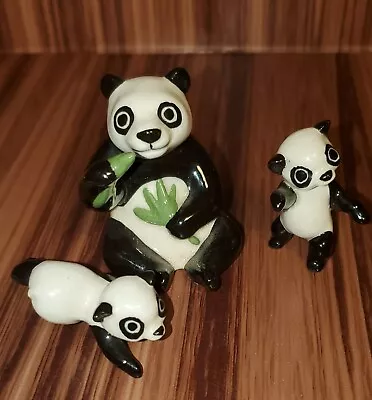 Vintage 1989 Ceramic Hagen-Renaker Panda Bears Set Of 3 With Some Crazing • $15