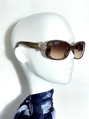 Chanel Gold Brown 3-disc Applique Arm Rectangular Sunglasses • $249