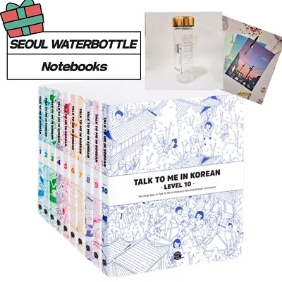 TALK TO ME IN KOREAN Level 1-10 Textbooks Set +Gift Seoul Bottle+Notebooks+pen • $295.90