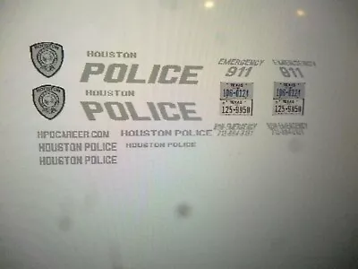 Houston Texas Police   GHOST Patrol Car Decals  1:18 Scale • $14.99