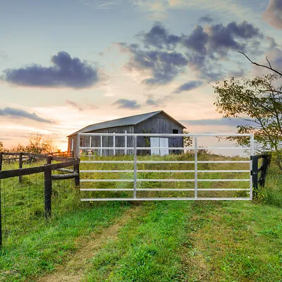 7Bar Main Gate Farm Livestock Cattle Galvanized Metal Field Driveway Gate 3-12ft • £329.95