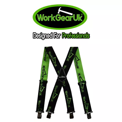 £13.99 • Buy Heavy Duty Work Trouser Braces 2  Elasticated Green & Black WG-HDB03