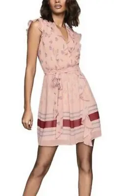 Reiss Dress Stephanie Printed Crepe Pink Sz 6 NEW NWT N103 • $82.50