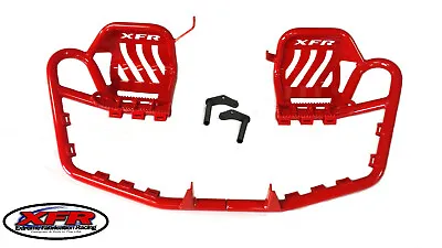 XFR CRIMSON PRO Foot Peg Nerf Bars Heel Guard Yamaha YFZ450 PSE206A-RED • $359.90