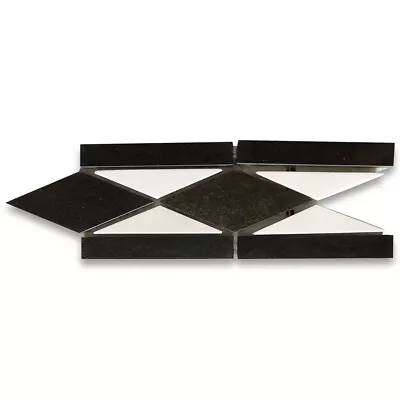 B0007P Marble Mosaic Border Listello Accent Tile Classic Nero 3x7.9 Polished • $18.99