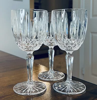 Set Of 3 Vintage Mikasa Crystal Old Dublin Pattern Wine Goblets Discontinued 7”H • $75.99