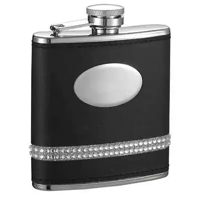 Visol Grace Black And Rhinestone Steel Liquor Flask - 5  Small Mini Extra Larg • $20.29