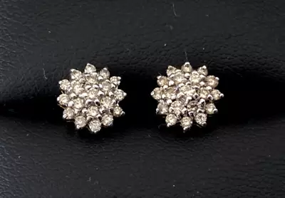 £190 • Buy Beautiful 9CT Gold Diamond Stud Earrings Cluster Setting